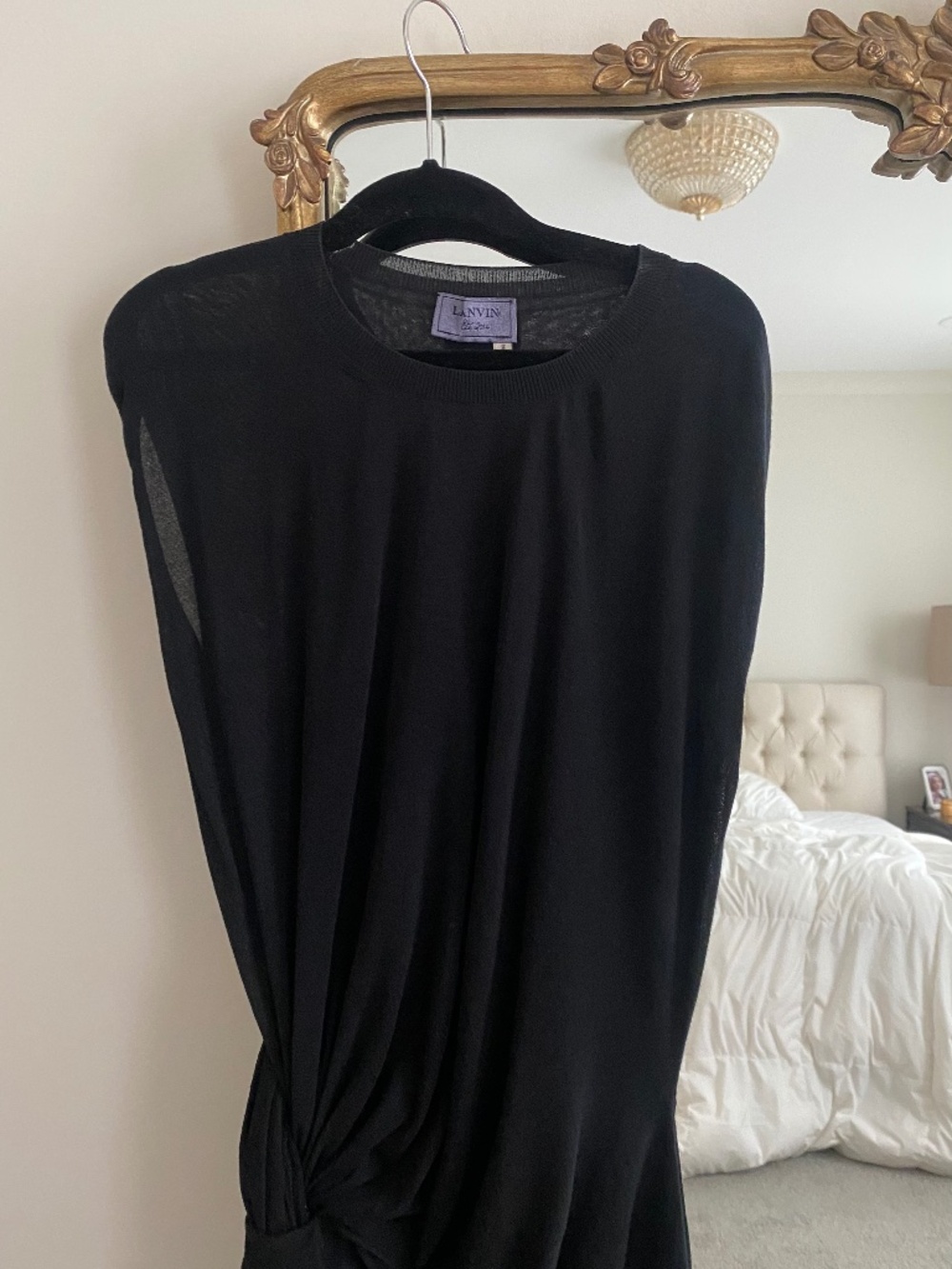 Lanvin Spring 2014 Black Knit Twist Dress Size S